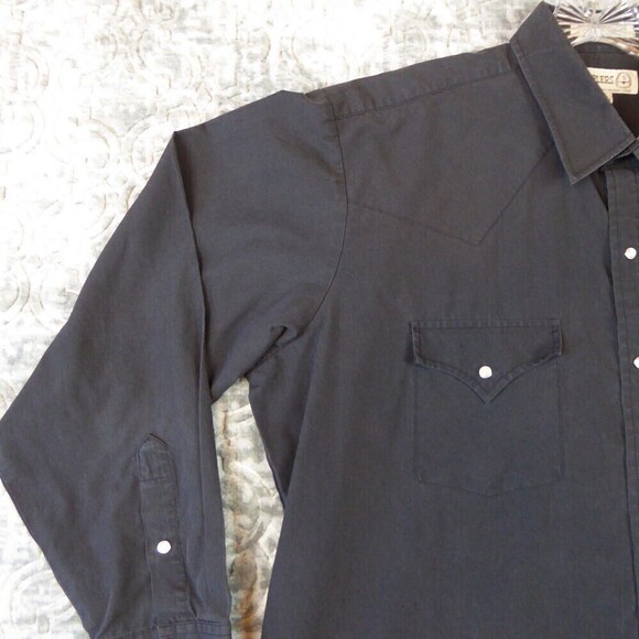Vintage Sheplers Shirt Men's 17 Black Pearl Snap Longhorn Cow Skull Western - Picture 4 of 13